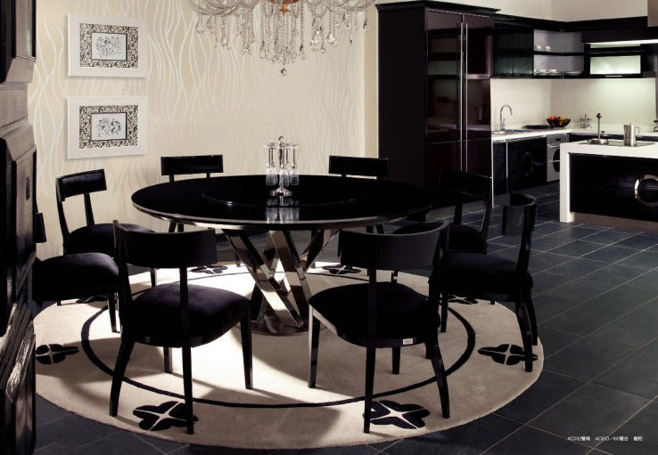 Homeroots 31" Black Crocodile Lacquer Stainless Steel And Glass Table 284113 - GOLD STAR Dining