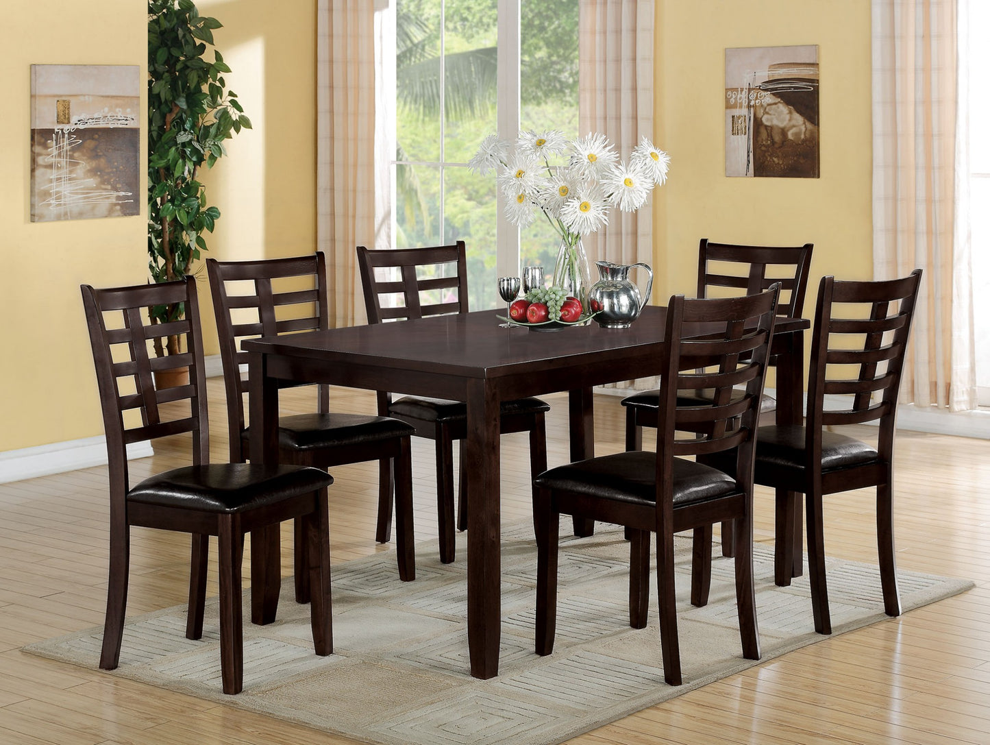 Homeroots 36" X 60" X 30" 7Pc Espresso  Espresso Pu Dining Set 285996 - GOLD STAR Dining