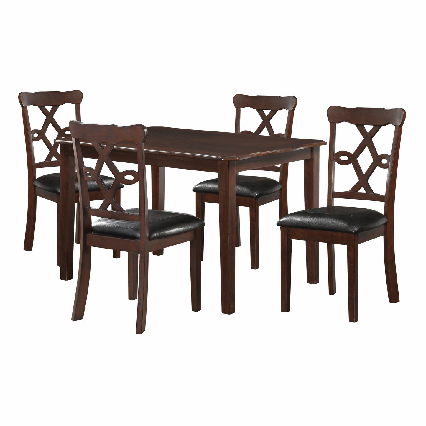 Homeroots 47" X 36" 5Pc Black Leatherette And Espresso Dining Set 318940 - GOLD STAR Dining