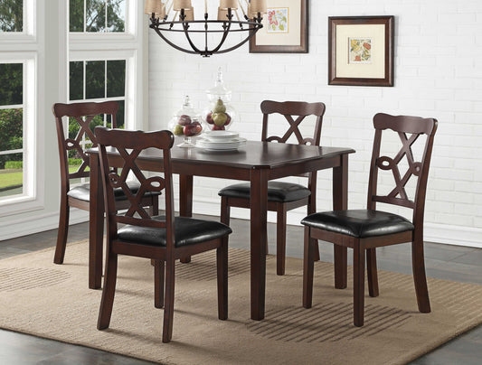 Homeroots 47" X 36" 5Pc Black Leatherette And Espresso Dining Set 318940 - GOLD STAR Dining