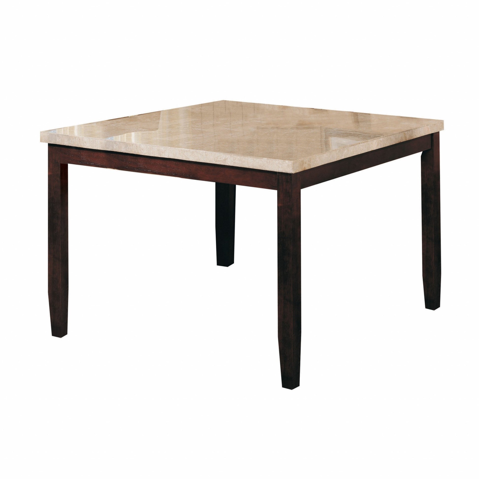 Homeroots 54" X 54" X 36" White Marble Walnut Wood Counter Height Table 347013 - GOLD STAR Dining