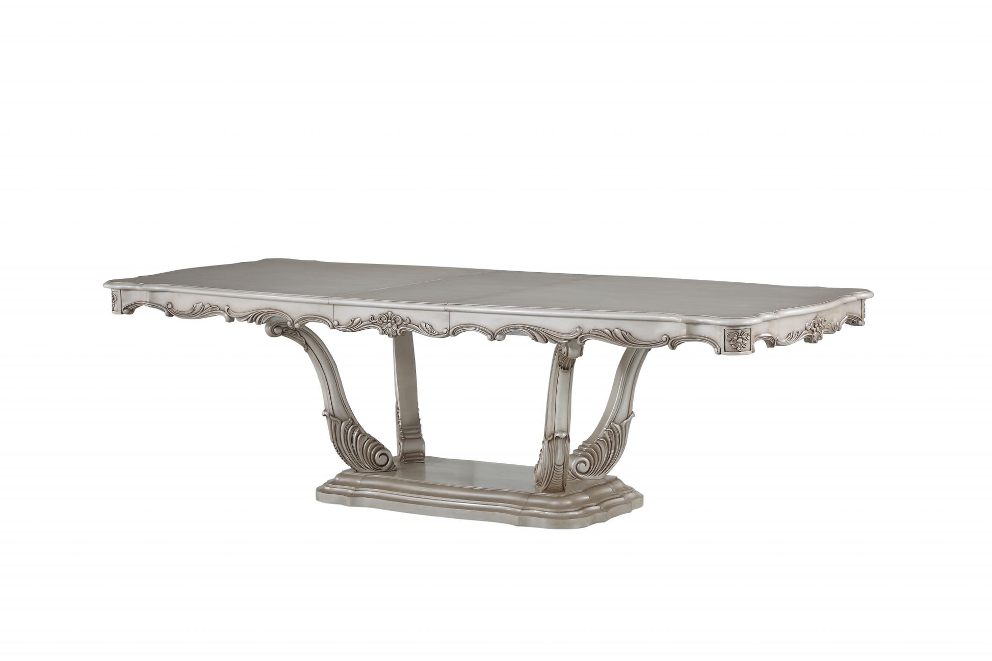 Homeroots 44" X 102" X 30" Antique White Wood Dining Table with pedestal 347329 - GOLD STAR Dining