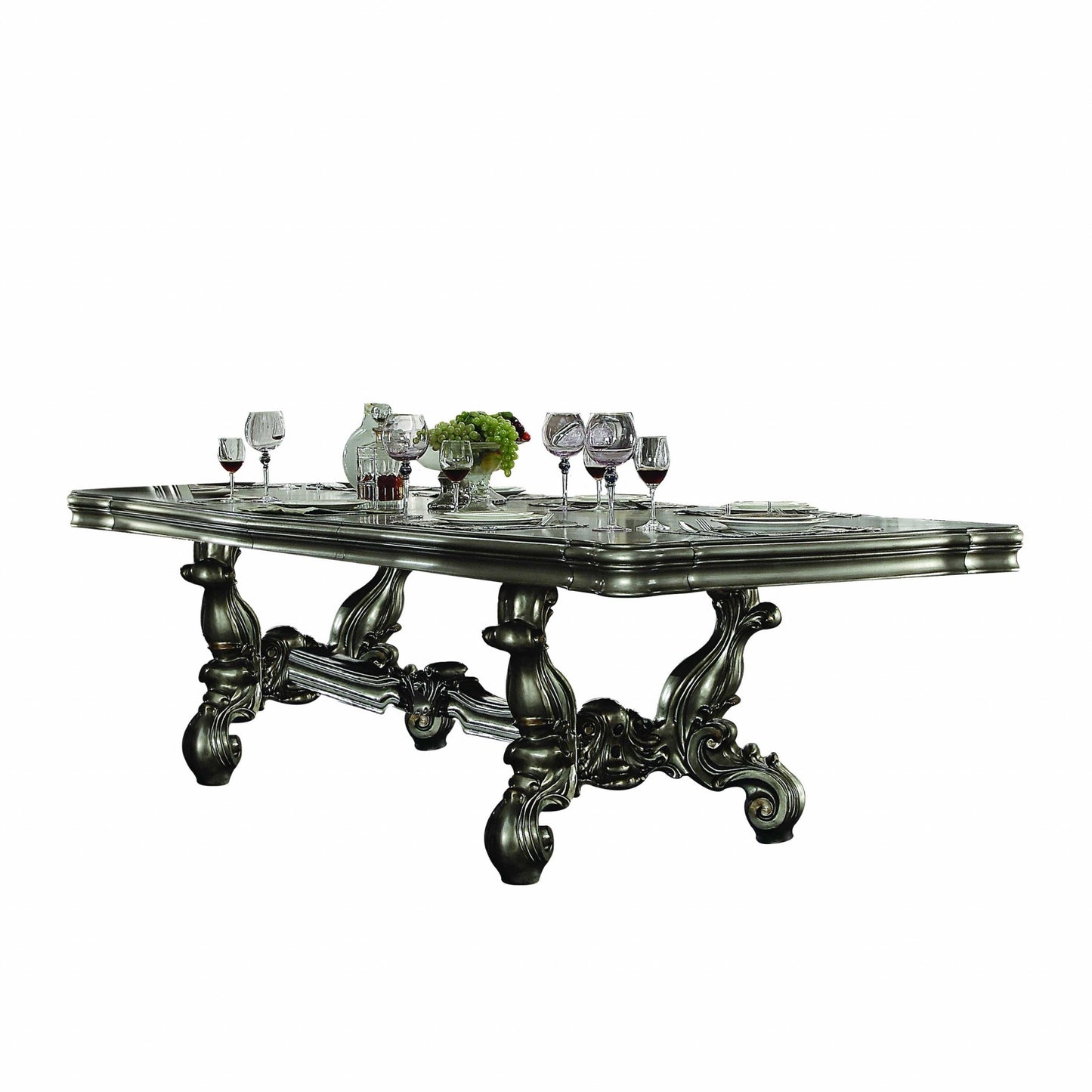 Homeroots 46" X 136" X 32" Antique Platinum Wood Poly Resin Dining Table (136'L) 348653 - GOLD STAR Dining