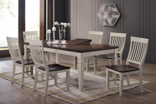 Homeroots Seven Piece Rustic White And Brown Two Tone Hardwood Dining Set 356220 - GOLD STAR Dining