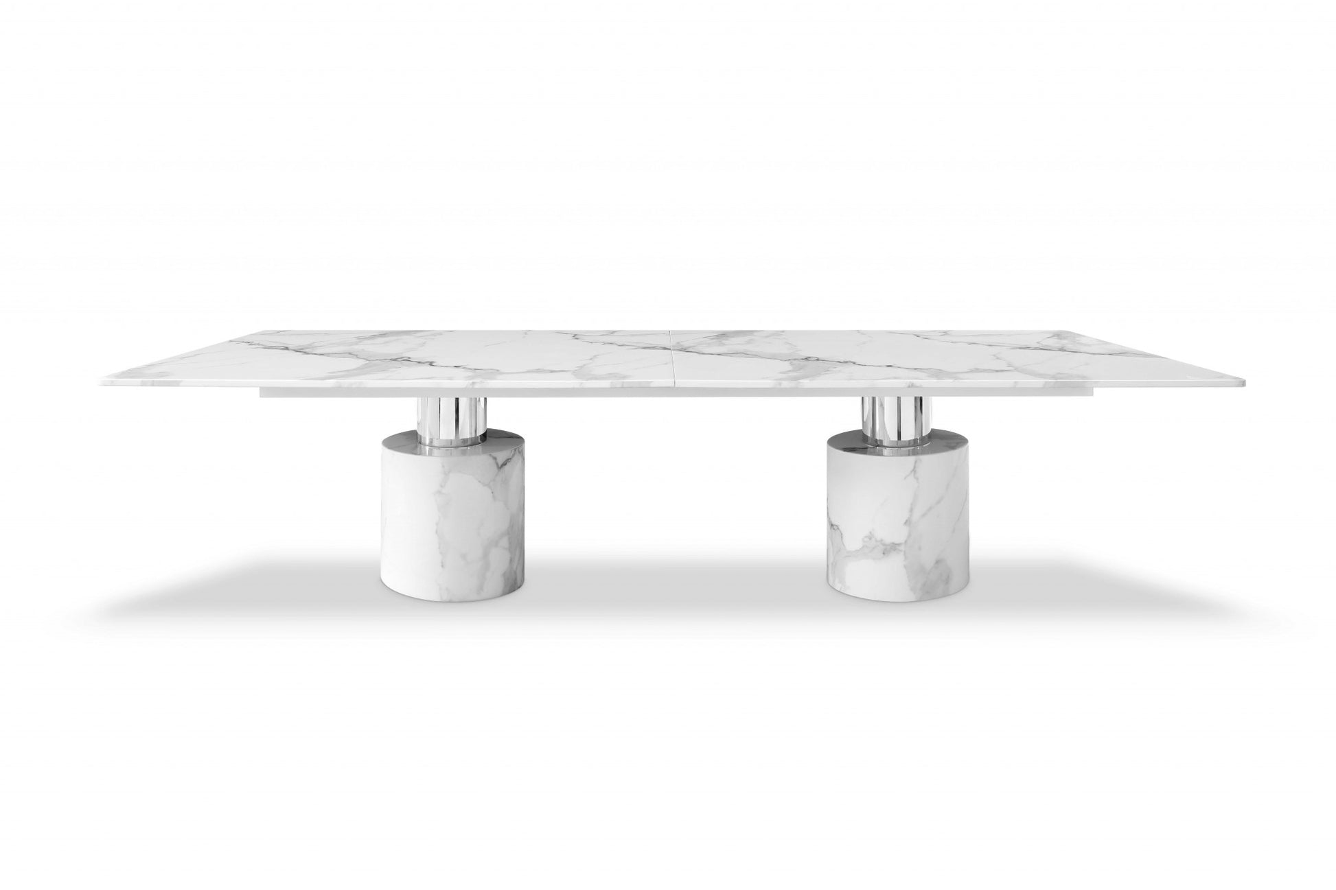 Homeroots 120 X 48 X 30 Marble Stainless Steel Dining Table - GOLD STAR Dining