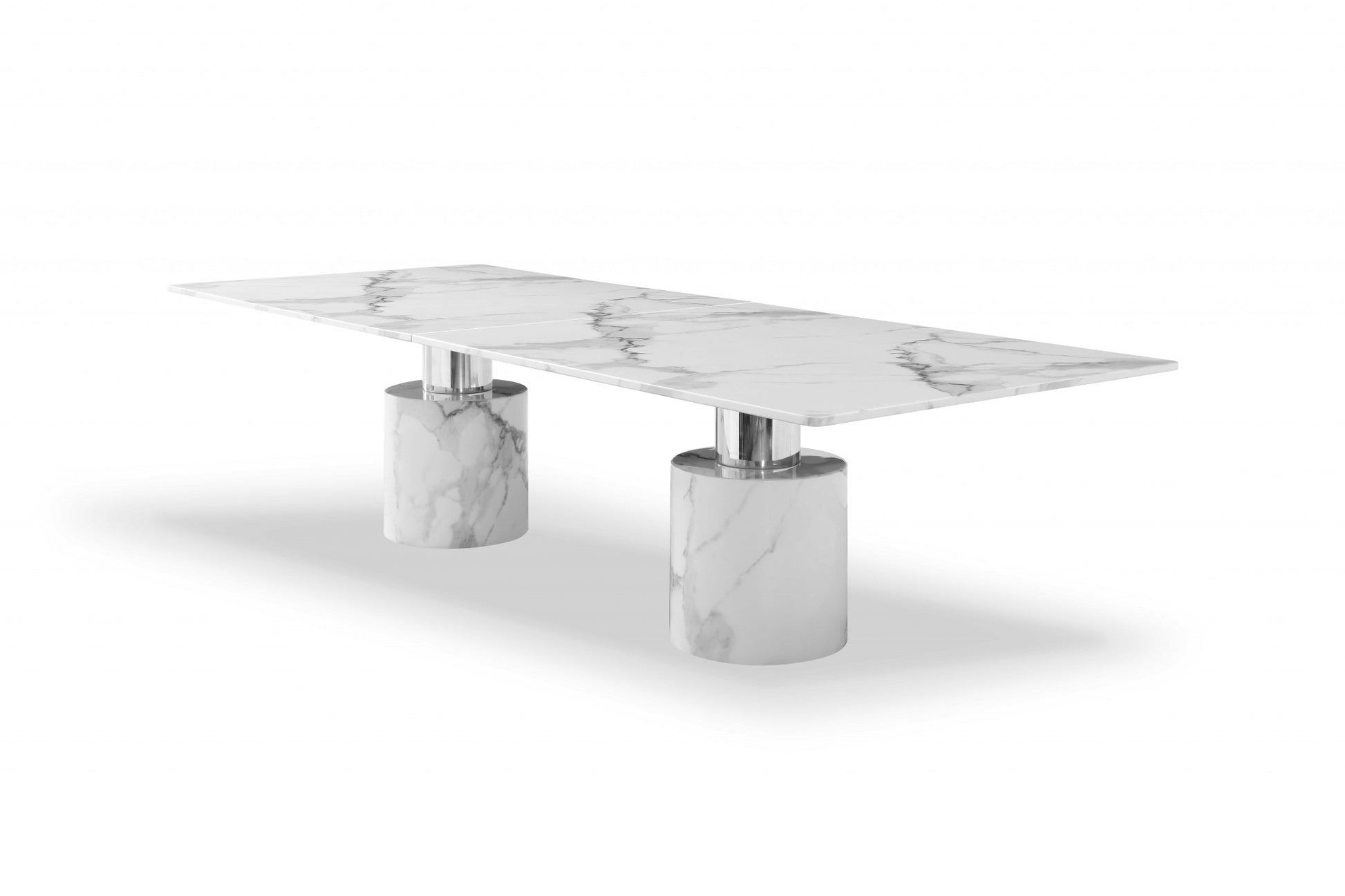 Homeroots 120 X 48 X 30 Marble Stainless Steel Dining Table - GOLD STAR Dining