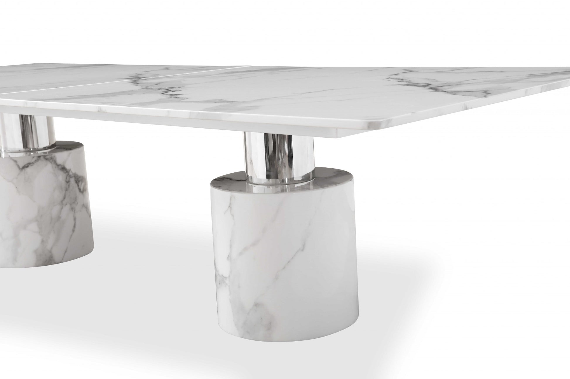 Homeroots 120 X 48 X 30 Marble Stainless Steel Dining Table - GOLD STAR Dining