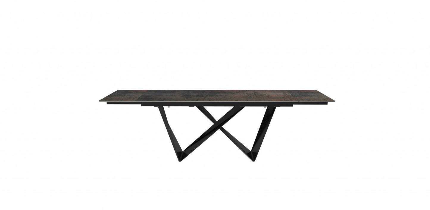 Homeroots 71 X 35 X 30 Black Ceramic Metal Dining Table 372069 - GOLD STAR Dining