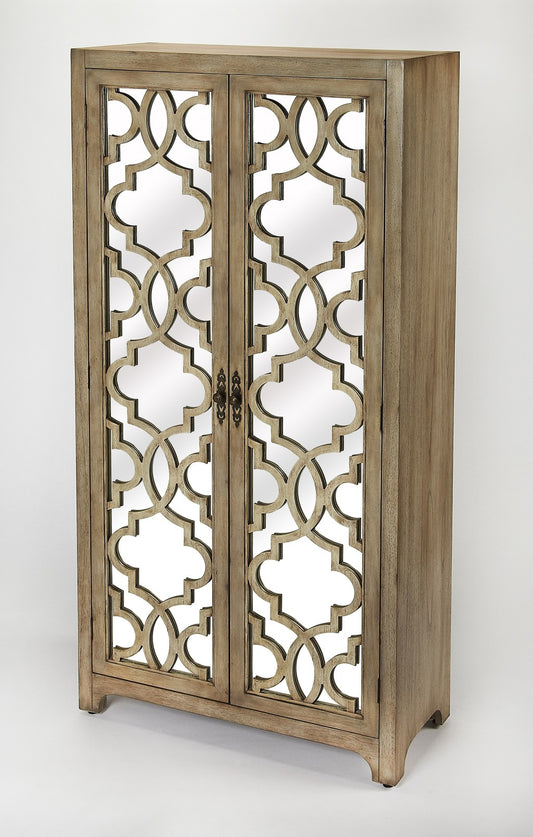 Homeroots Morjanna Greige Mirrored Armoire 389798 - GOLD STAR Dining