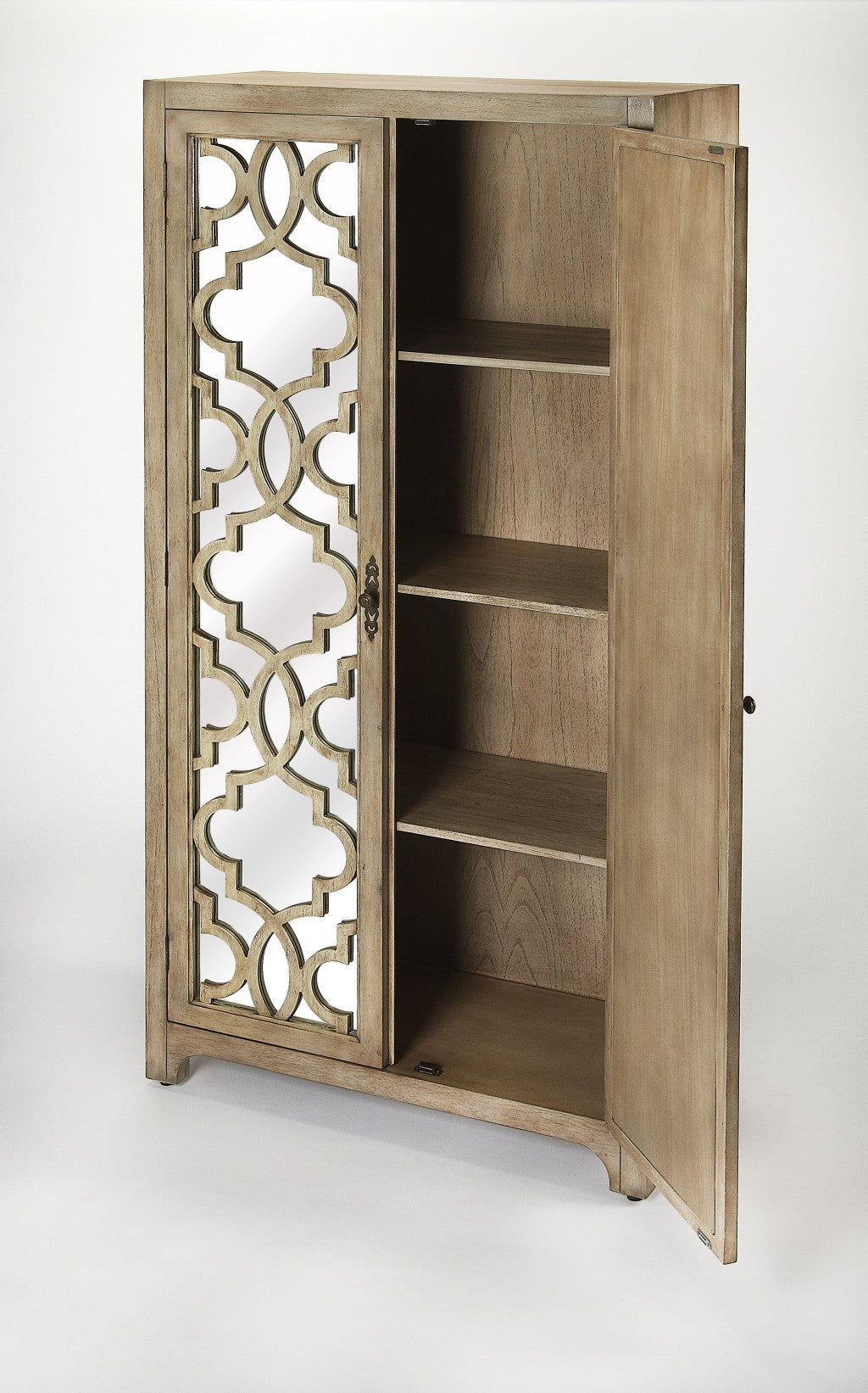 Homeroots Morjanna Greige Mirrored Armoire 389798 - GOLD STAR Dining