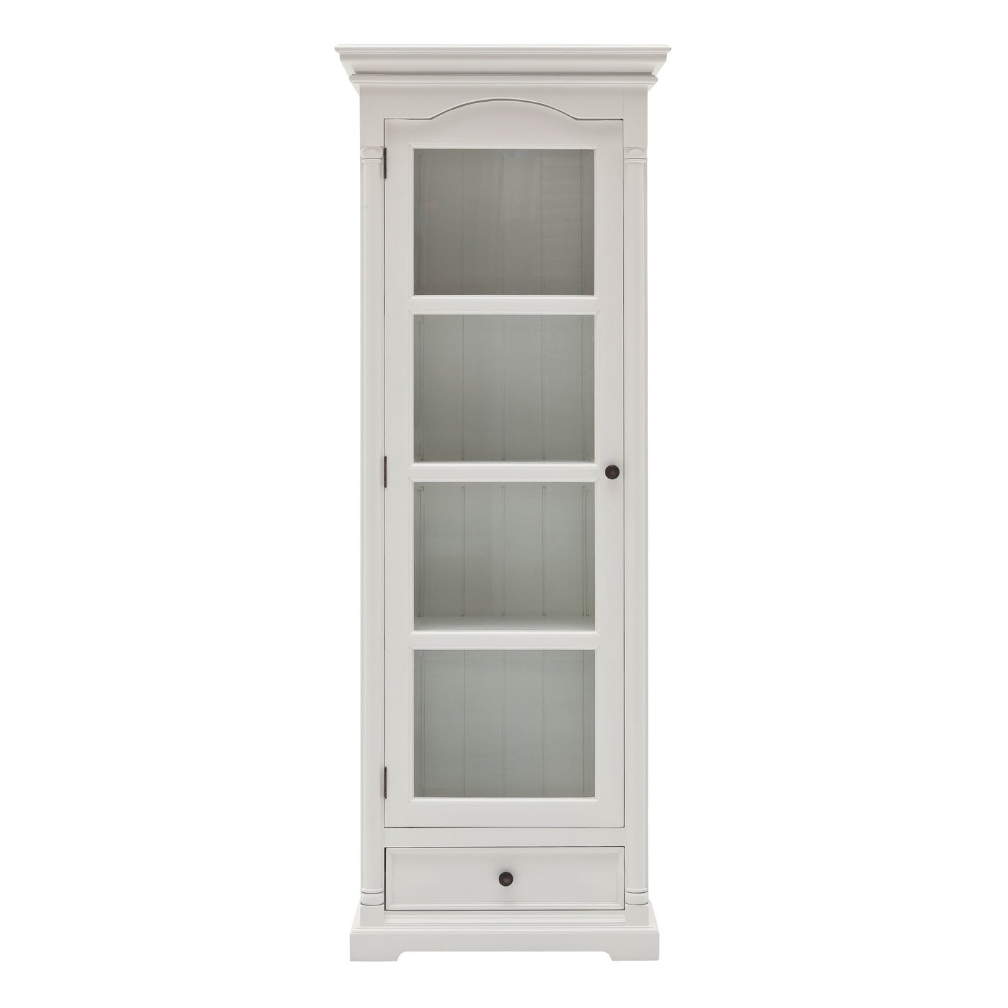 Homeroots Traditional White and Glass Door Storage Cabinet 397833 - GOLD STAR Dining