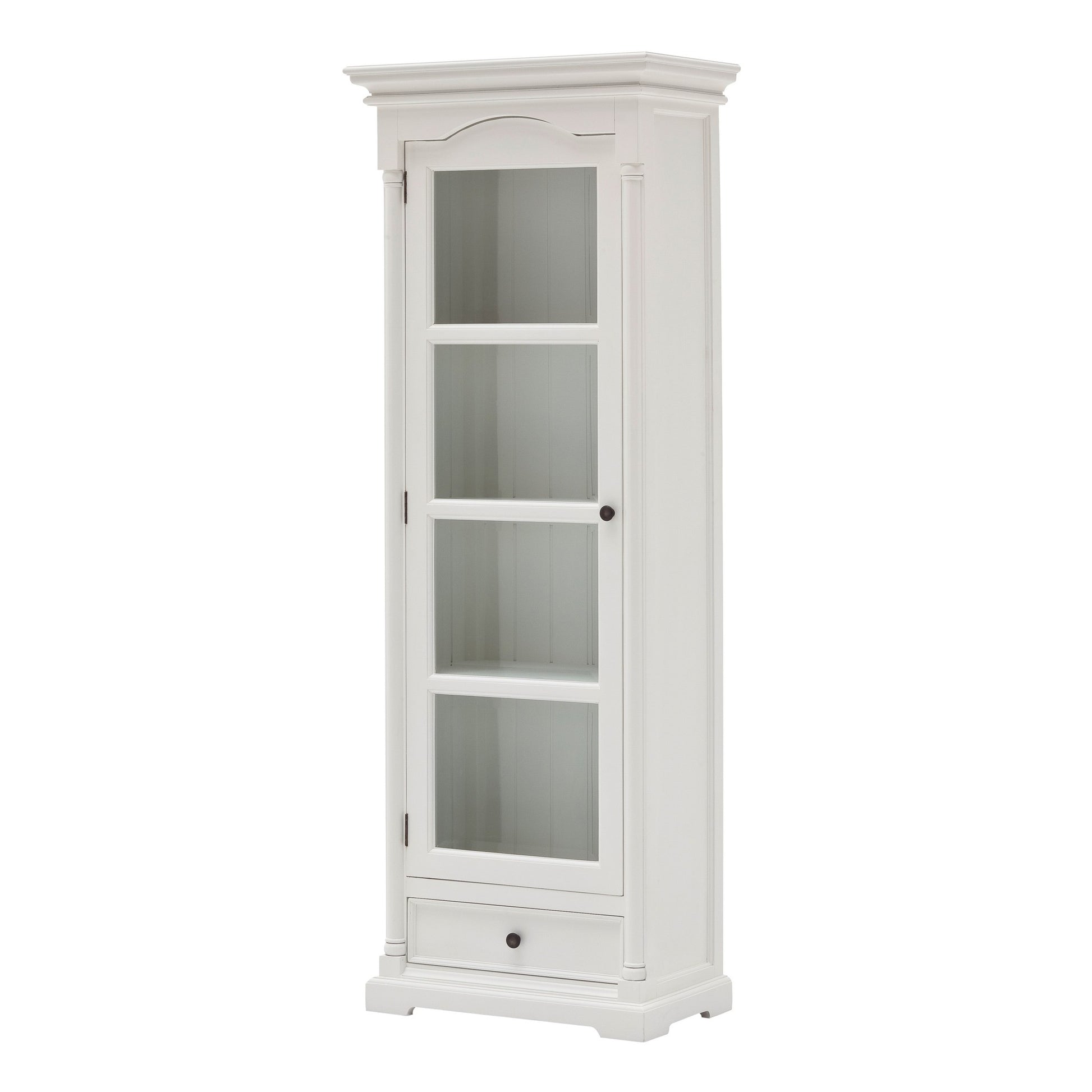 Homeroots Traditional White and Glass Door Storage Cabinet 397833 - GOLD STAR Dining