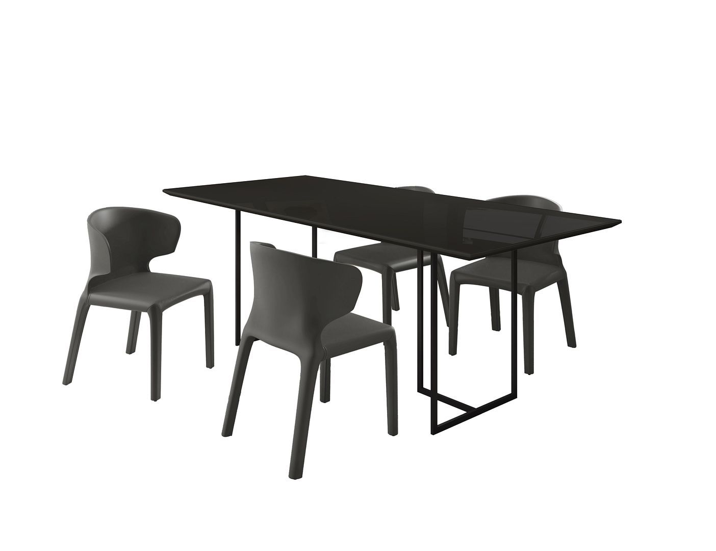 Manhattan Comfort Celine Dining Table with 4 Conrad Faux Leather Chairs - GOLD STAR Dining