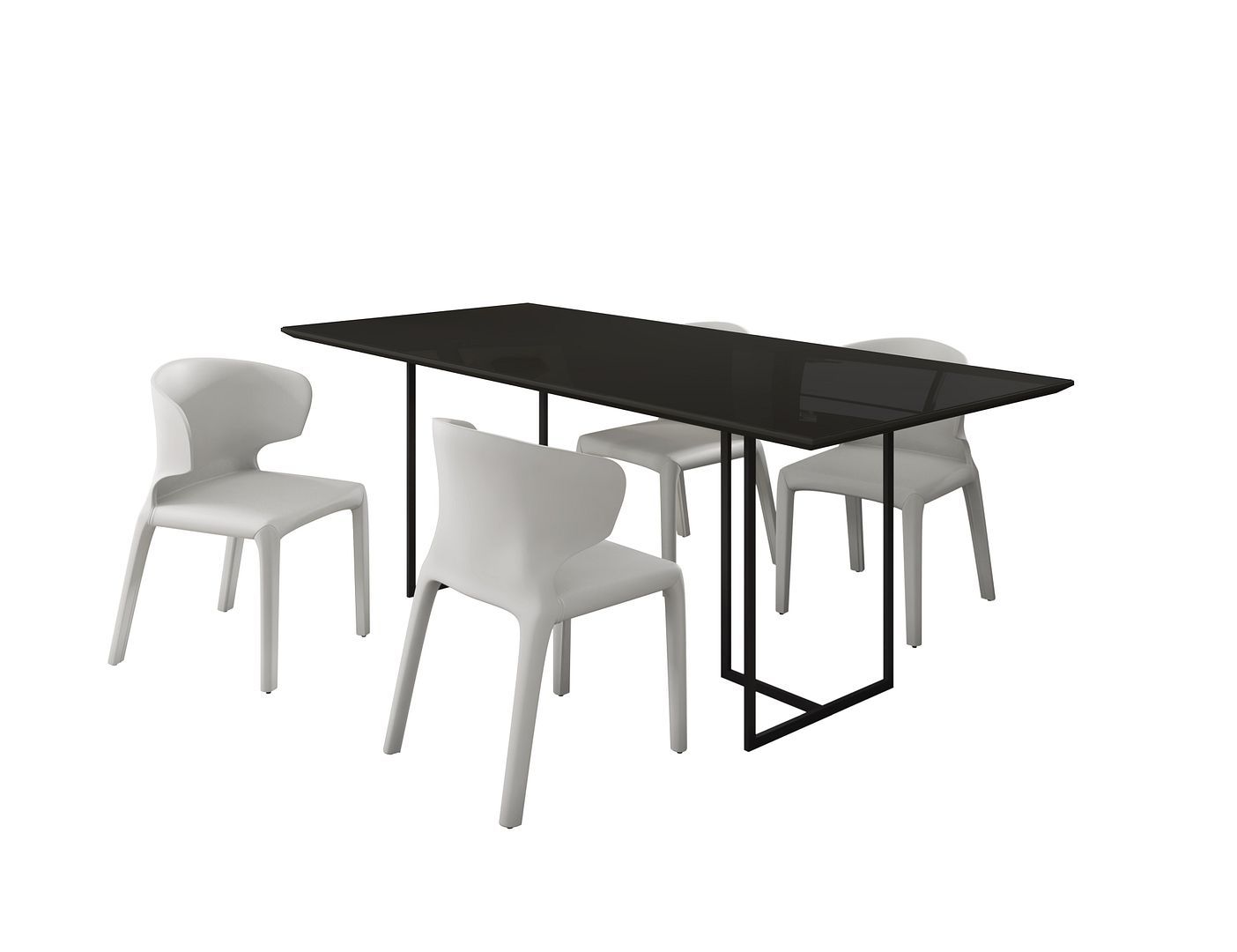 Manhattan Comfort Celine Dining Table with 4 Conrad Faux Leather Chairs - GOLD STAR Dining