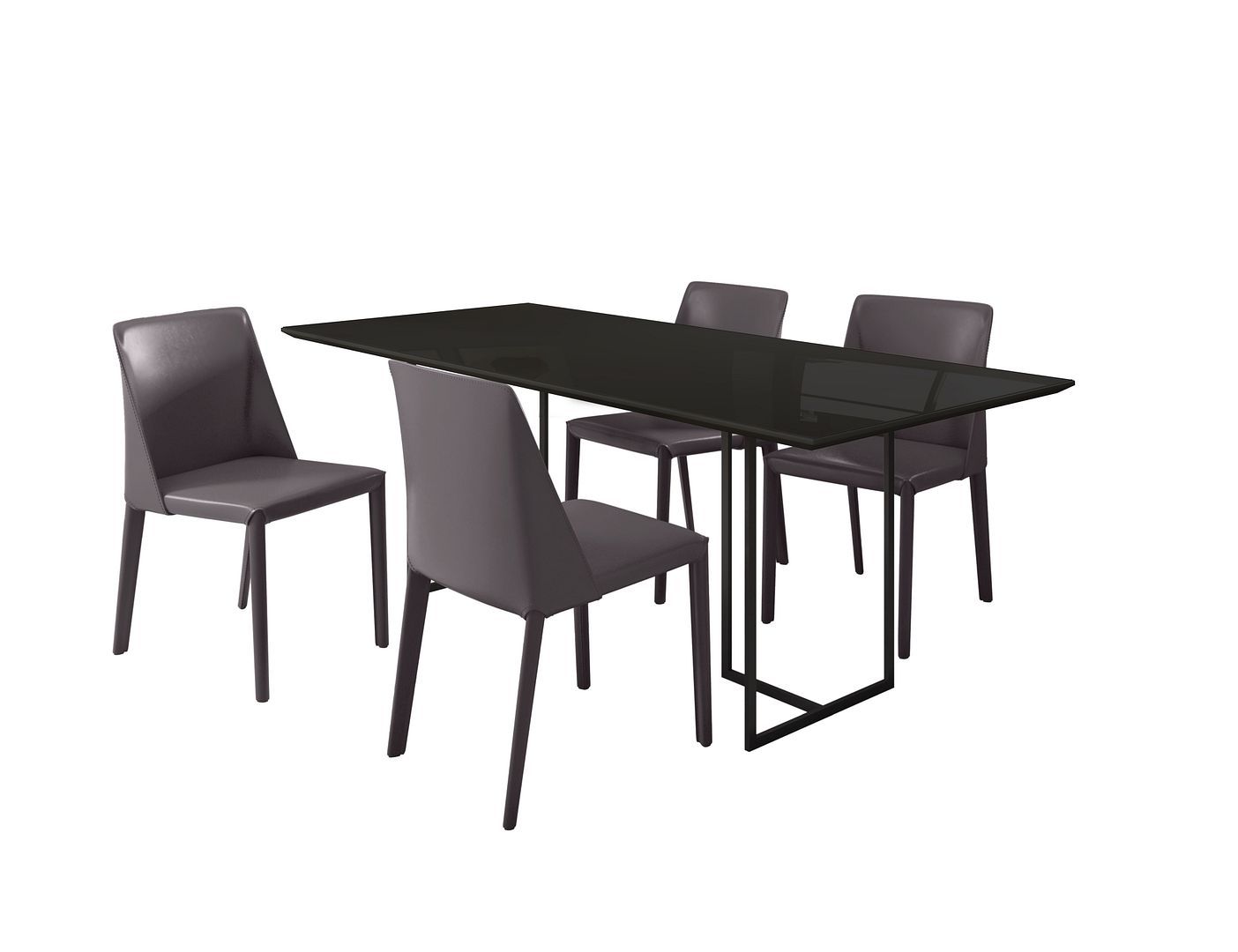 Manhattan Comfort Celine Dining Table with 4 Paris Faux Leather Chairs - GOLD STAR Dining