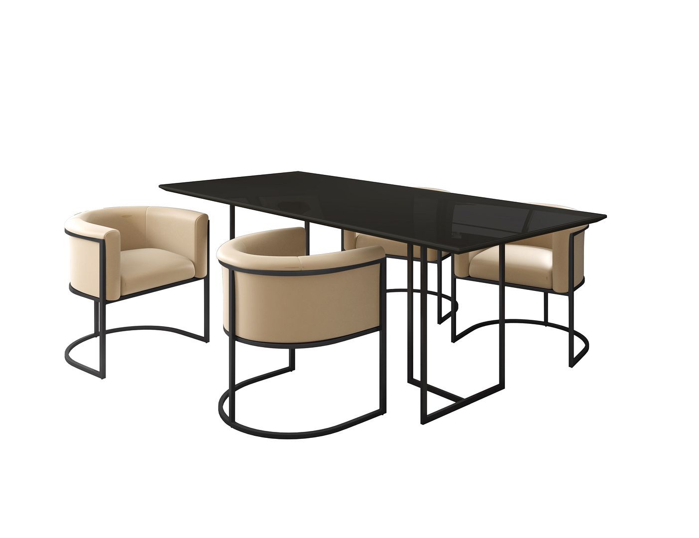 Manhattan Comfort Celine Dining Table with 4 Bali Faux Leather Chairs - GOLD STAR Dining