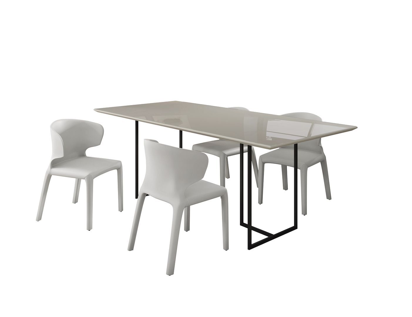 Manhattan Comfort Celine Dining Table with 4 Conrad Faux Leather Chairs - GOLD STAR Dining