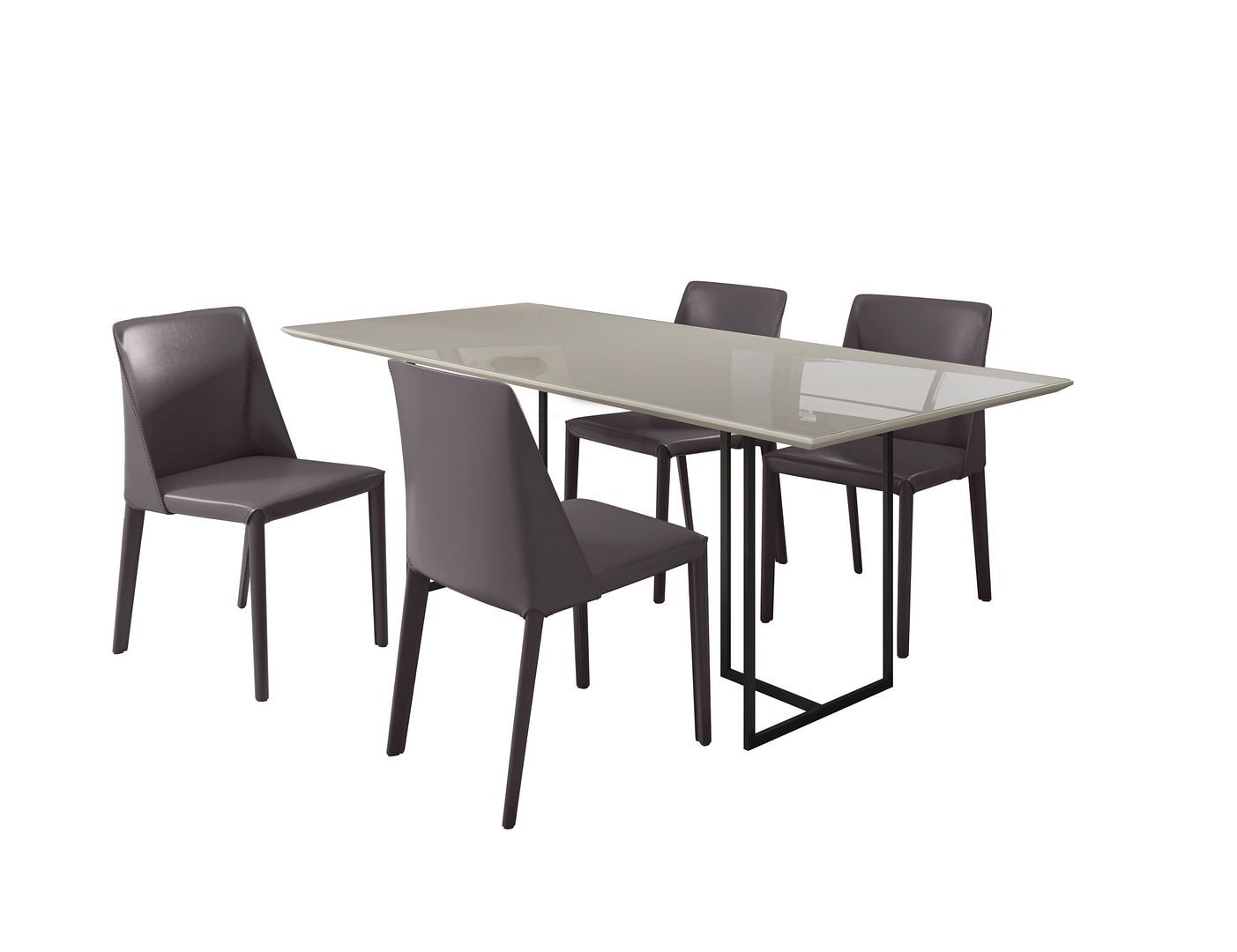 Manhattan Comfort Celine Dining Table with 4 Paris Faux Leather Chairs - GOLD STAR Dining