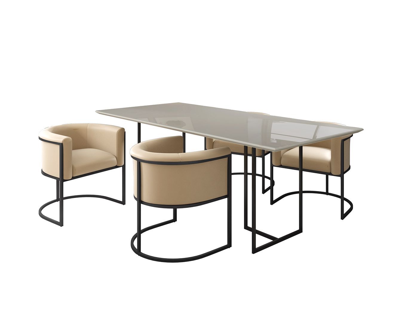 Manhattan Comfort Celine Dining Table with 4 Bali Faux Leather Chairs - GOLD STAR Dining