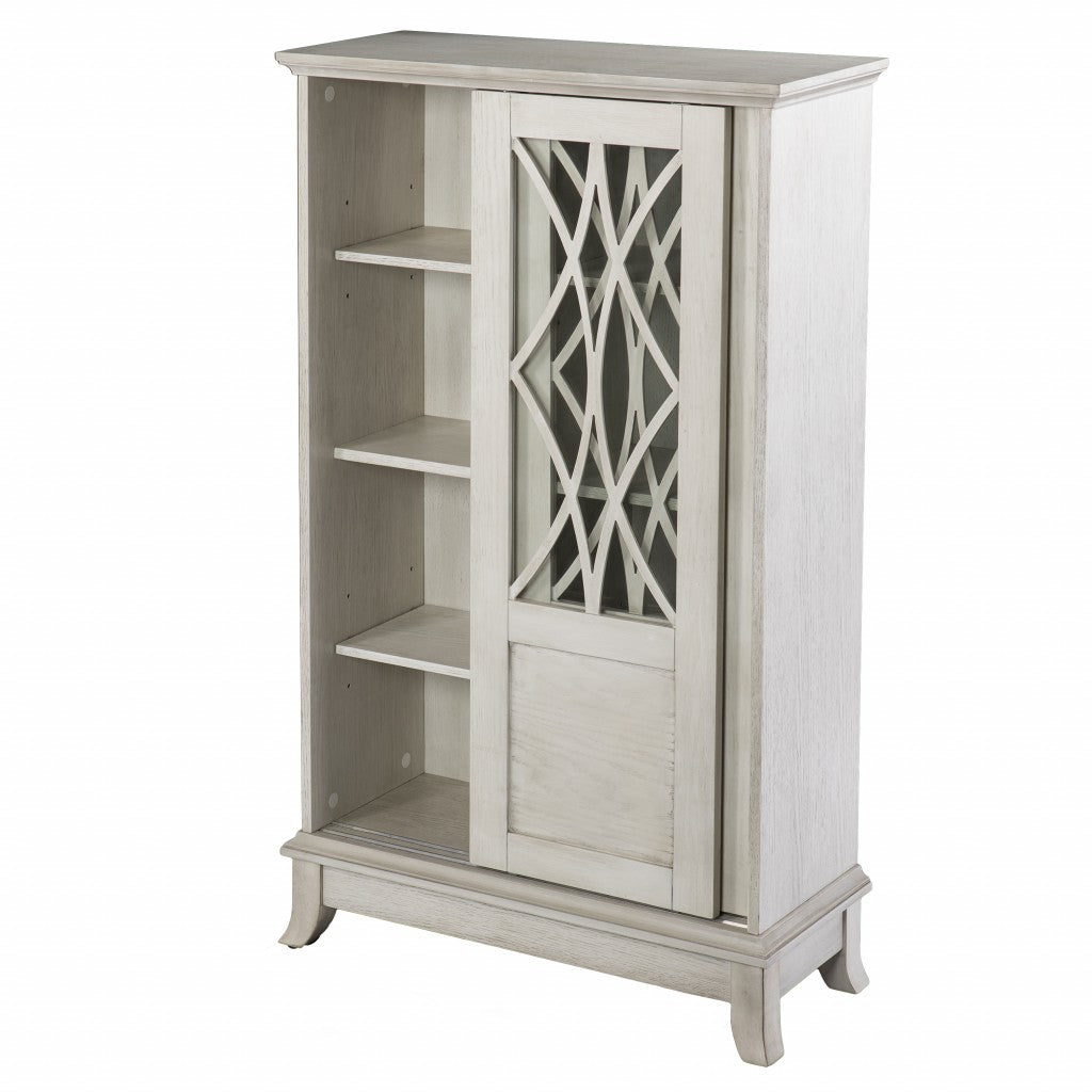 Homeroots Rustic White Sliding Double Door Accent Cabinet 401697 - GOLD STAR Dining