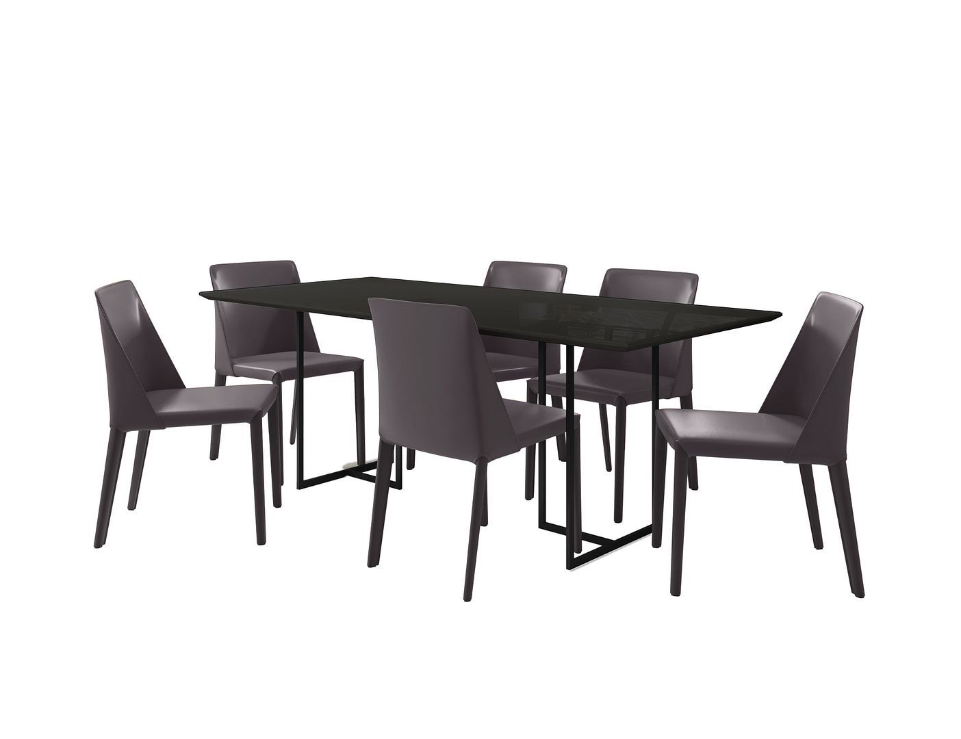 Manhattan Comfort Celine Dining Table with 6 Paris Faux Leather Chairs - GOLD STAR Dining