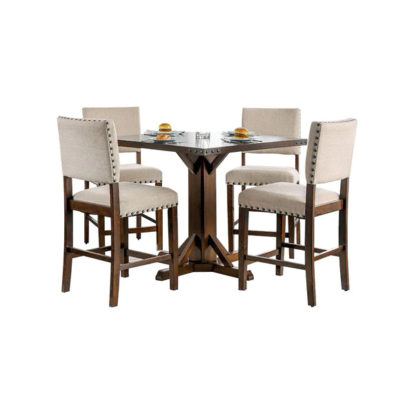 Benzara Glenbrook Brown Cherry And Ivory Counter Height Dining Table BM123551 - GOLD STAR Dining