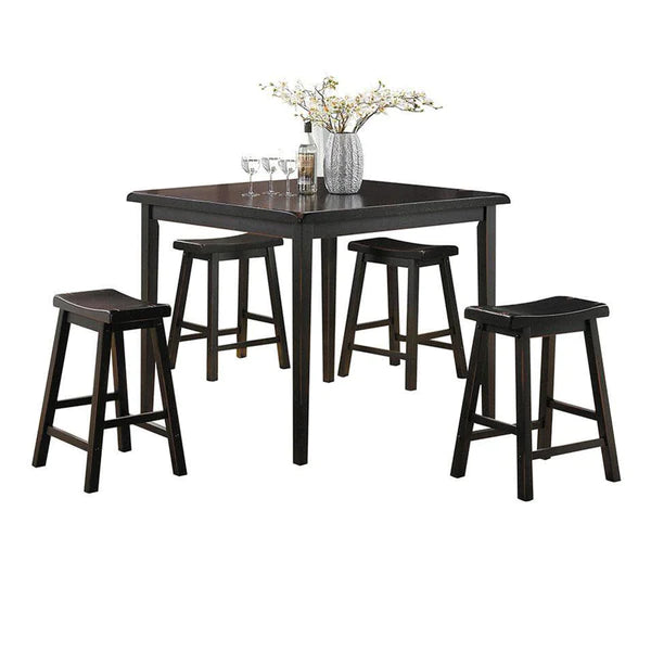 Benzara Gaucho 5 Piece Pack Counter Height Set, Black BM148312 - GOLD STAR Dining