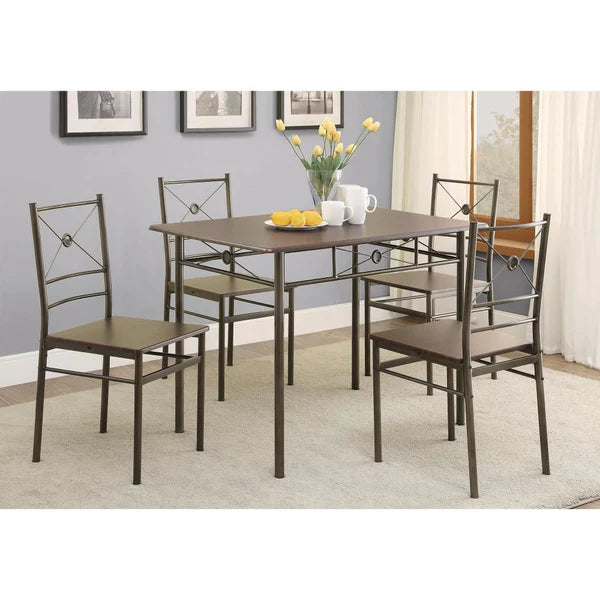 Benzara Ironlike Dining Table Set Of Five, Bronze BM158030 - GOLD STAR Dining