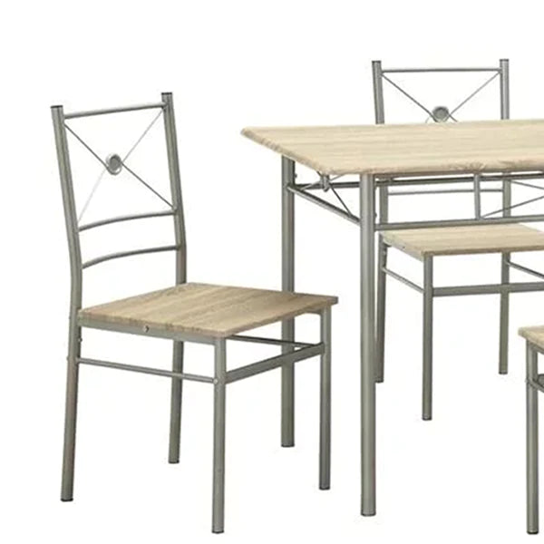 Benzara Sturdy Dining Table In A set Of Five, Silver BM158031 - GOLD STAR Dining