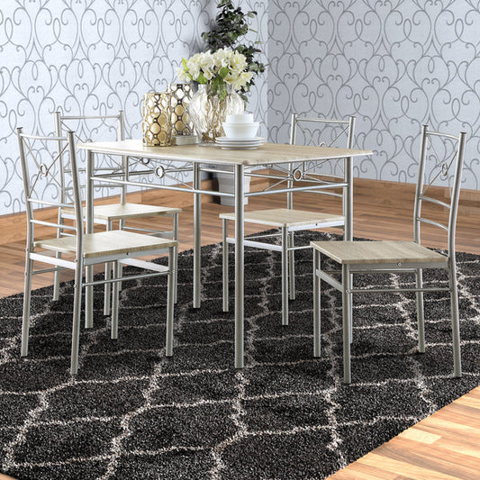 Benzara Sturdy Dining Table In A set Of Five, Silver BM158031 - GOLD STAR Dining