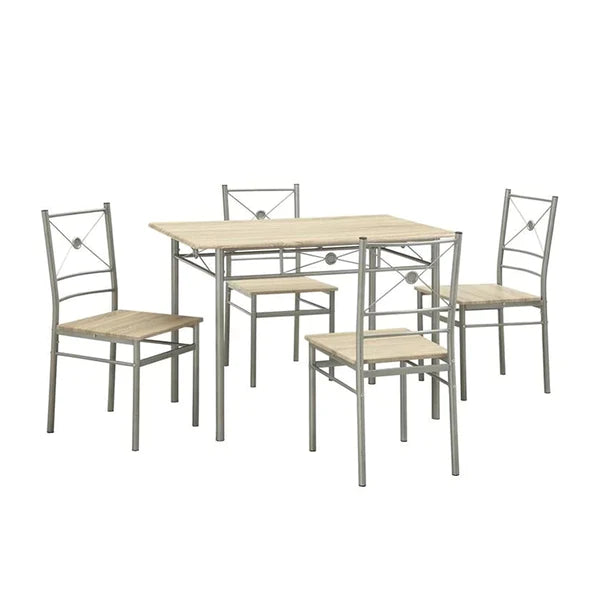 Benzara Sturdy Dining Table In A set Of Five, Silver BM158031 - GOLD STAR Dining