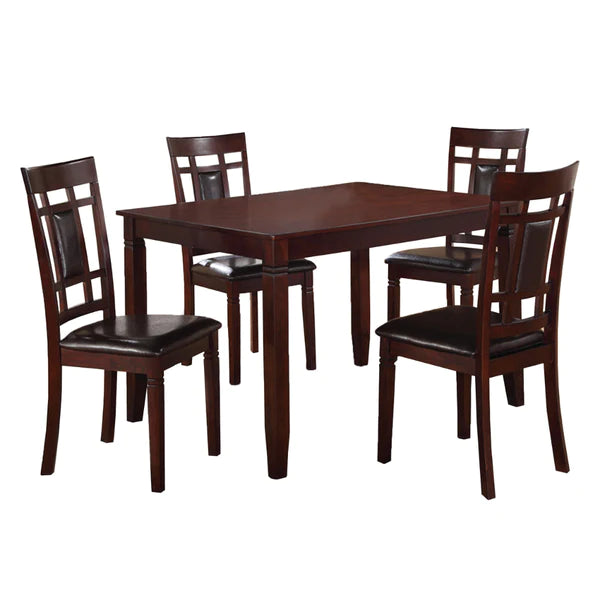 Benzara Wooden And Leather 5 Pieces Dining Set In Brown And Black BM167131 - GOLD STAR Dining