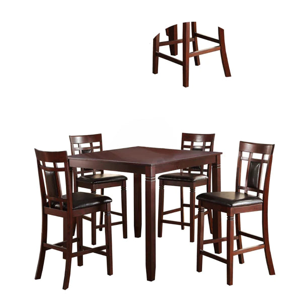 Benzara Swish Cashew Wood 5 Pieces Counter Height Dining Set In Brown BM167134 - GOLD STAR Dining