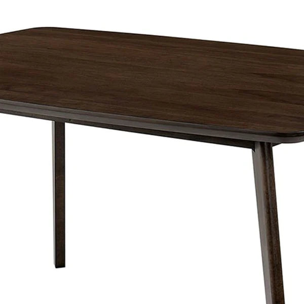 Benzara Mid Century Modern Wooden Dining Table with Fin Leg Support, Brown BM203977 - GOLD STAR Dining