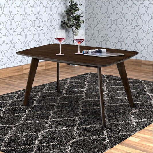 Benzara Mid Century Modern Wooden Dining Table with Fin Leg Support, Brown BM203977 - GOLD STAR Dining