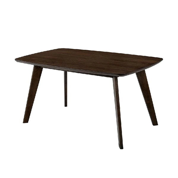 Benzara Mid Century Modern Wooden Dining Table with Fin Leg Support, Brown BM203977 - GOLD STAR Dining