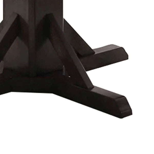 Benzara Square Wooden Dining Table with Pedestal Base and Metal Accents, Brown BM206235 - GOLD STAR Dining