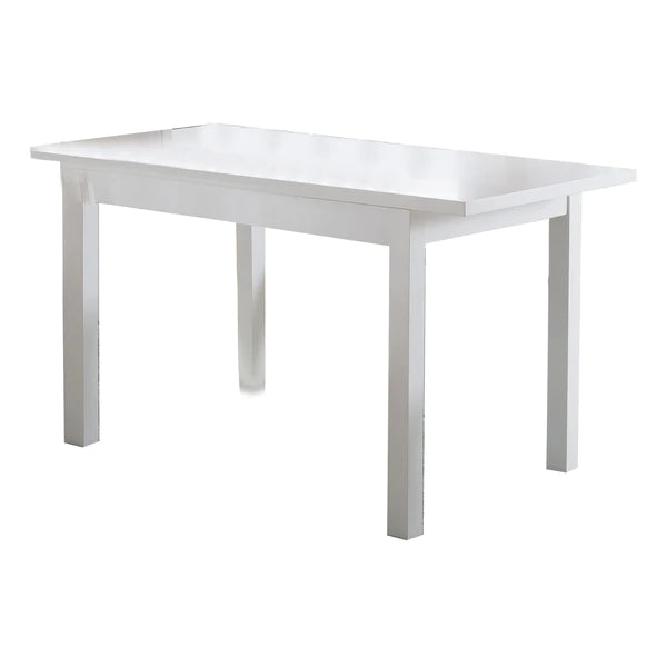 Benzara Rectangular Wooden Frame Dining Table with Straight Legs, Glossy White BM214728 - GOLD STAR Dining