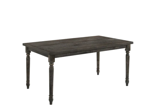 Benzara Rustic Style Wooden Dining Table with Rectangular Top and Turned Legs, Gray BM214963 - GOLD STAR Dining