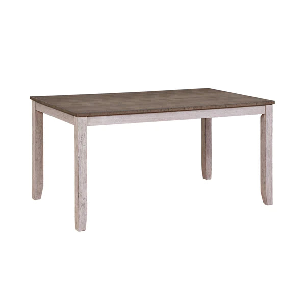 Benzara Rectangular Dining Table with Chamfered Legs, Antique White and Brown BM220909 - GOLD STAR Dining