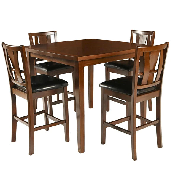 Benzara Wooden 5 Piece Counter Height Dining Set, Brown and Black BM221239 - GOLD STAR Dining