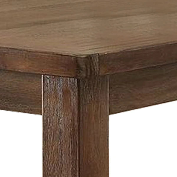 Benzara Rustic Plank Wooden Counter Height Table with Block Legs, Oak Brown BM230024 - GOLD STAR Dining