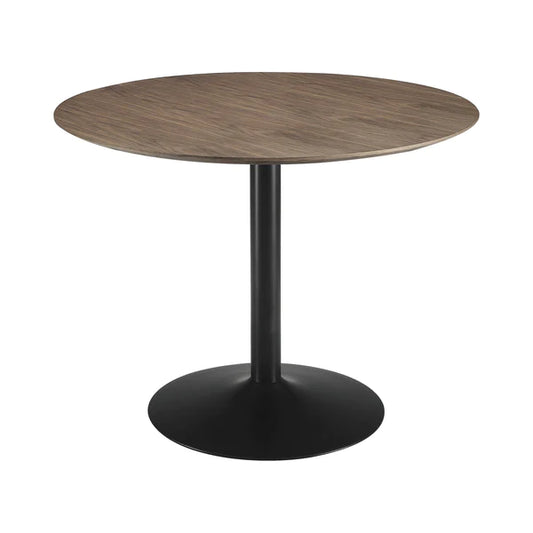 Benzara 30 Inch Round Wooden Top Modern Dining Table, Black and Brown BM233395 - GOLD STAR Dining