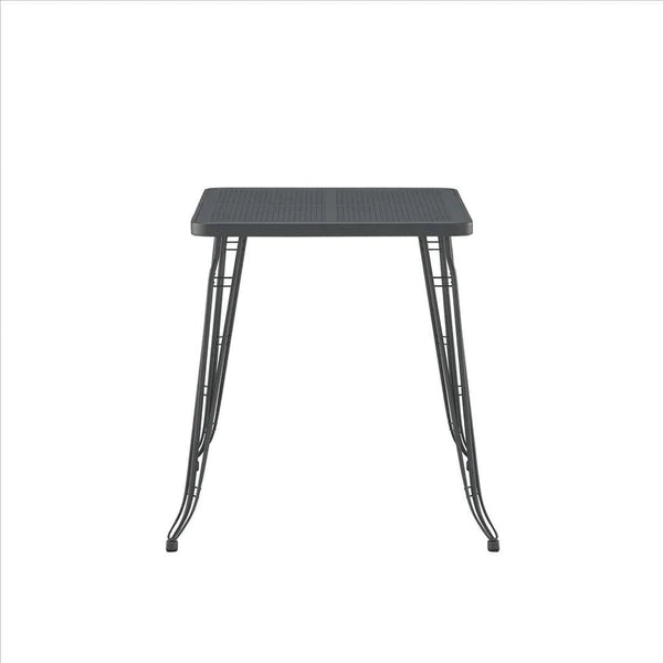 Benzara Industrial Metal Pub Table with Perforated Top, Gray BM240813 - GOLD STAR Dining