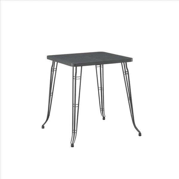 Benzara Industrial Metal Pub Table with Perforated Top, Gray BM240813 - GOLD STAR Dining