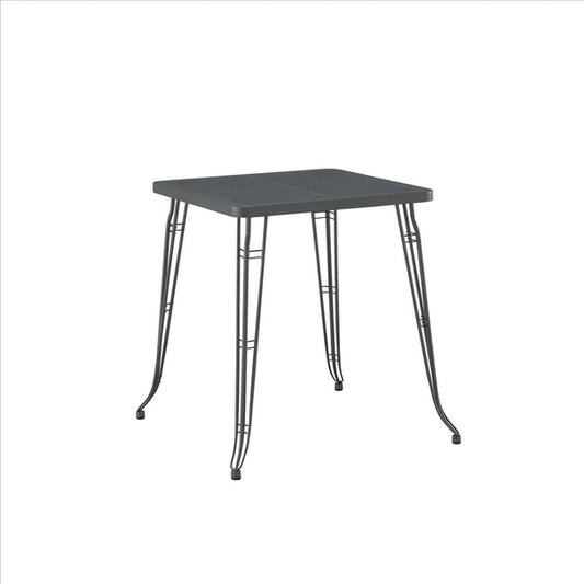 Benzara Industrial Metal Pub Table with Perforated Top, Gray BM240813 - GOLD STAR Dining