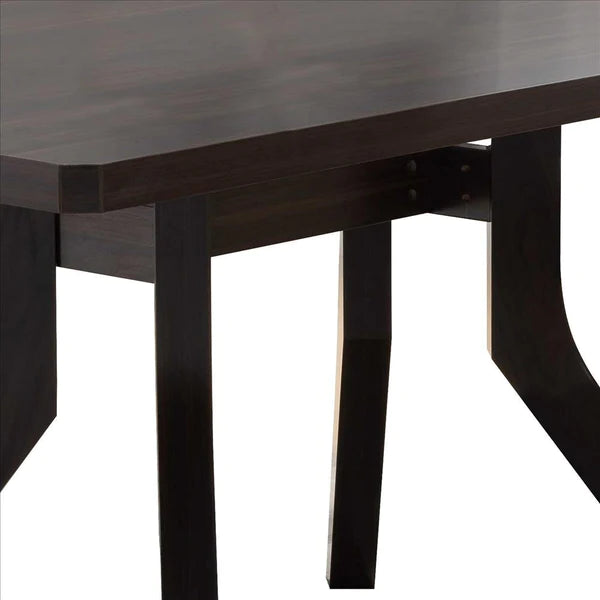 Benzara Dining Table with Wooden Top and Angled Legs, Brown BM240835 - GOLD STAR Dining