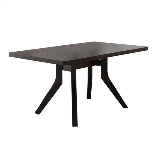 Benzara Dining Table with Wooden Top and Angled Legs, Brown BM240835 - GOLD STAR Dining