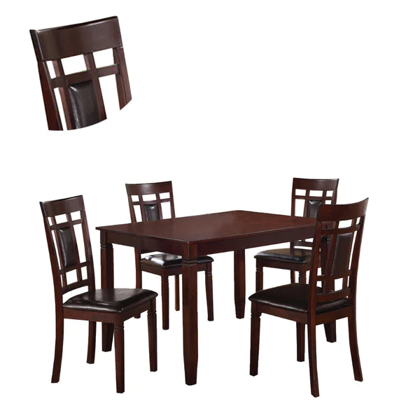 Benzara Wooden And Leather 5 Pieces Dining Set In Brown And Black BM167131 - GOLD STAR Dining