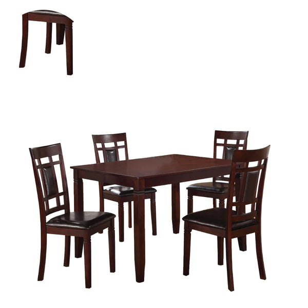 Benzara Wooden And Leather 5 Pieces Dining Set In Brown And Black BM167131 - GOLD STAR Dining